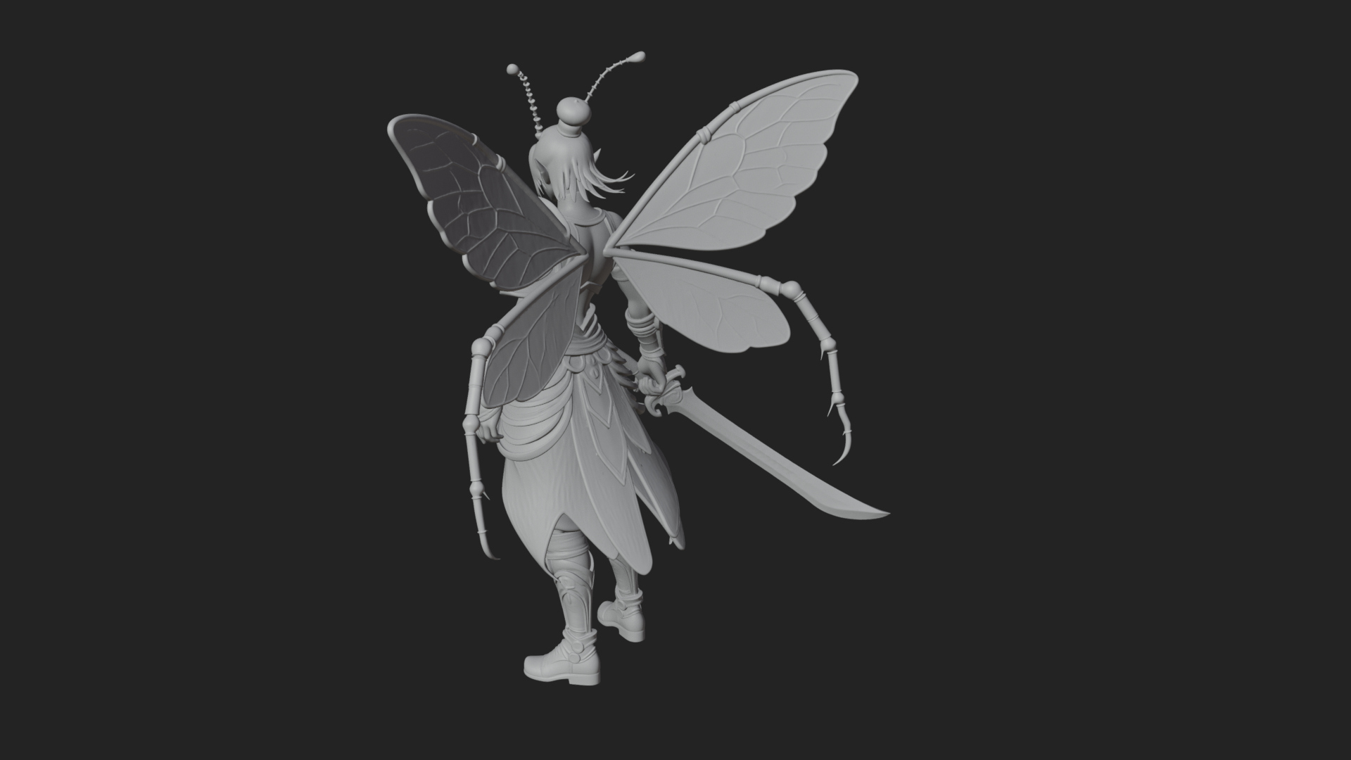 Butterfly Wing Fairy Statue Design 14 3D Print Model 3D Model