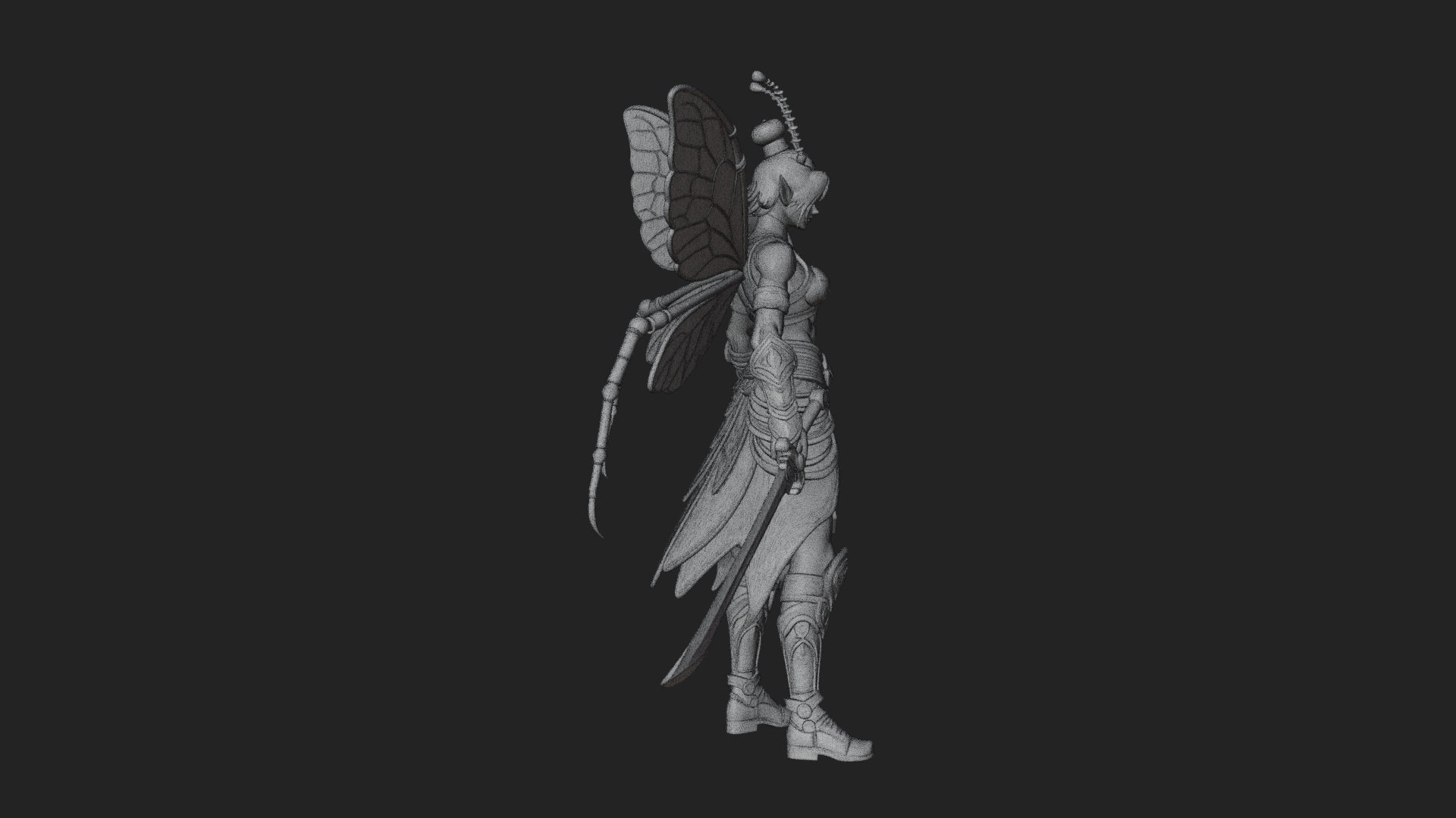 Butterfly Wing Fairy Statue Design 14 3D Print Model 3D Model