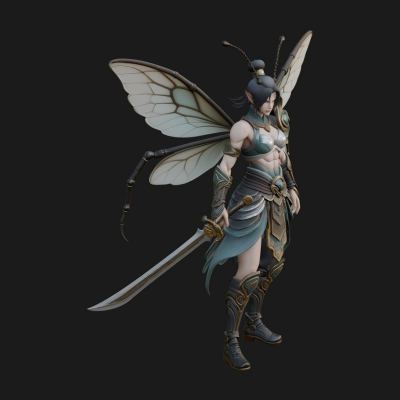 Butterfly Wing Fairy Statue Design 14 3D Print Model