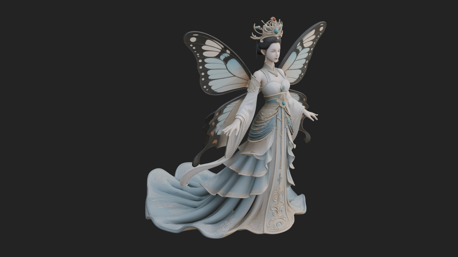 Butterfly Wing Fairy Statue Design 15 3D Print Model 3D Model