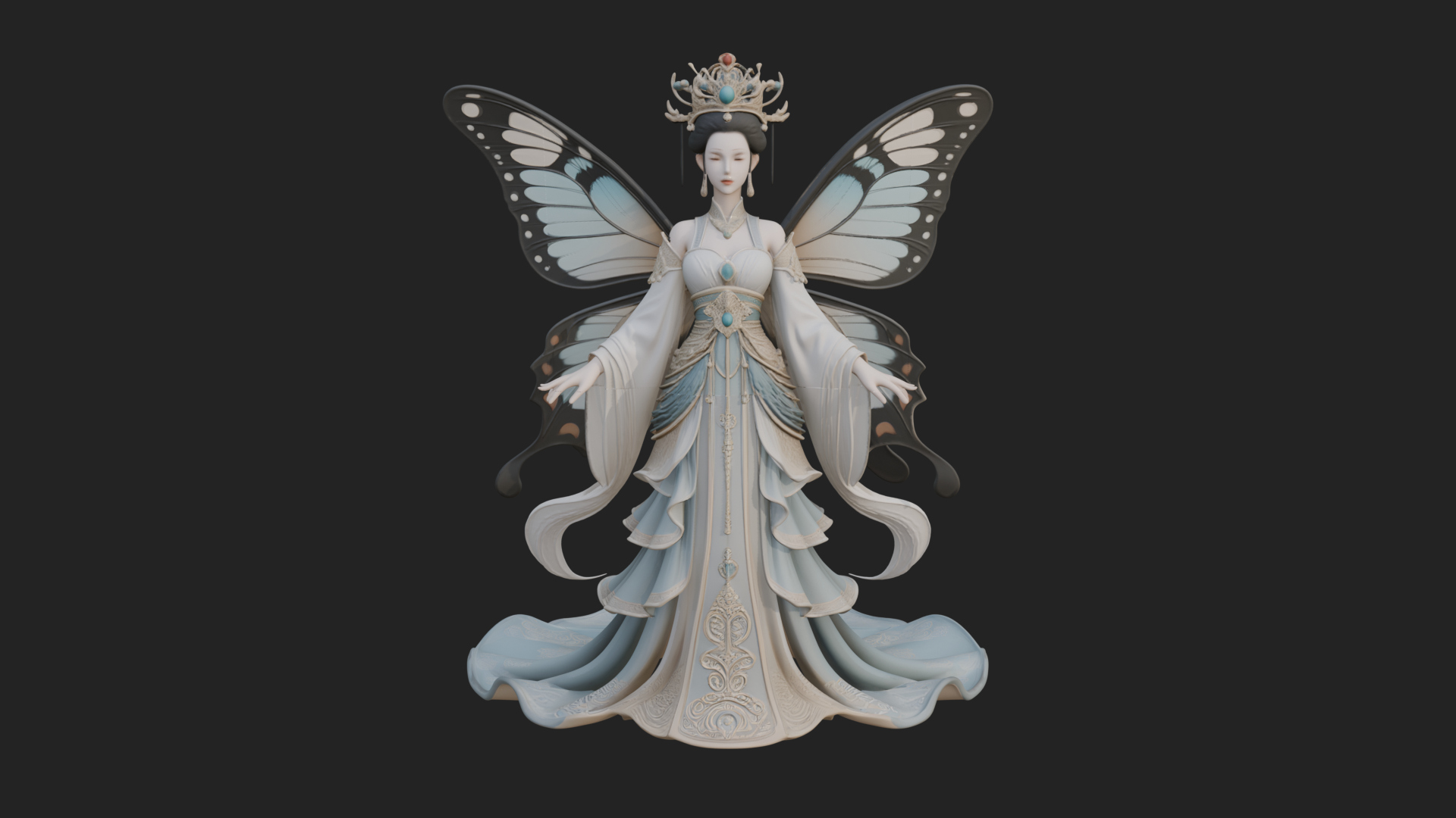 Butterfly Wing Fairy Statue Design 15 3D Print Model 3D Model