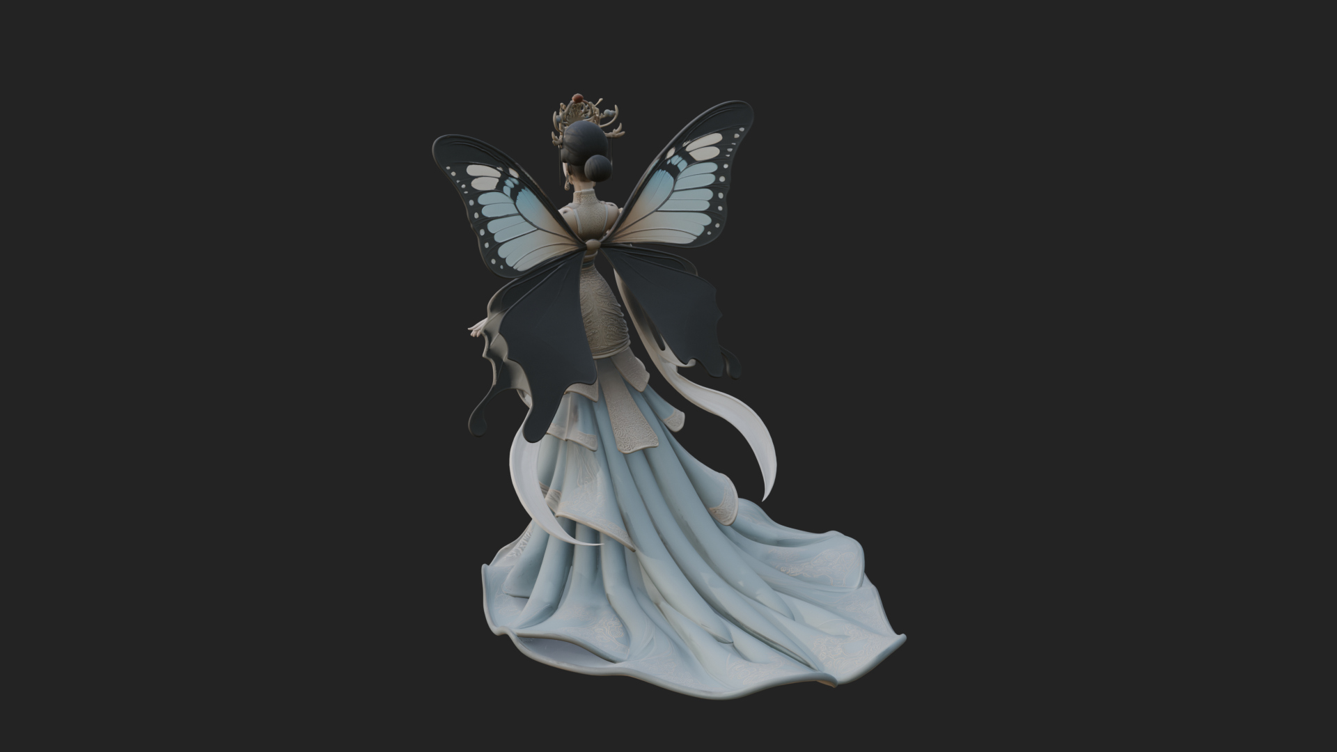 Butterfly Wing Fairy Statue Design 15 3D Print Model 3D Model