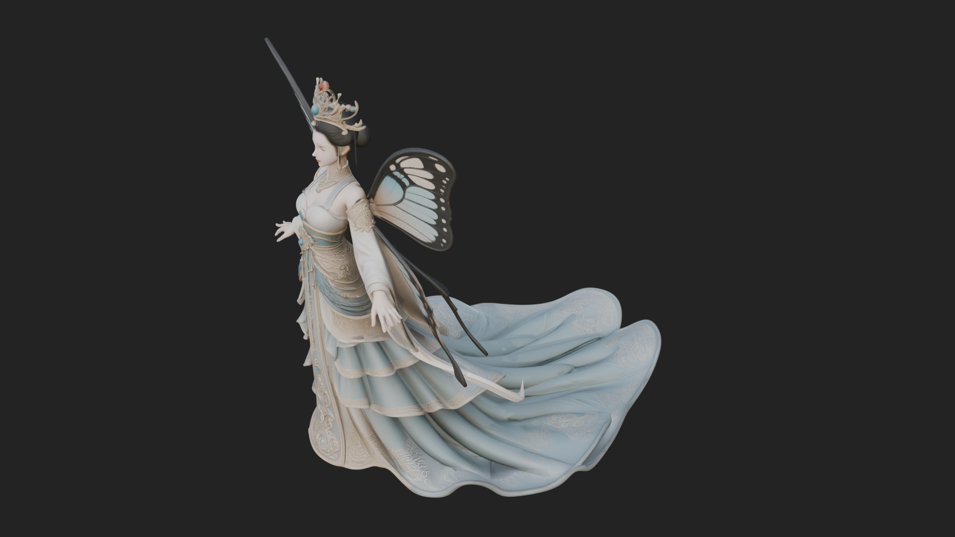 Butterfly Wing Fairy Statue Design 15 3D Print Model 3D Model