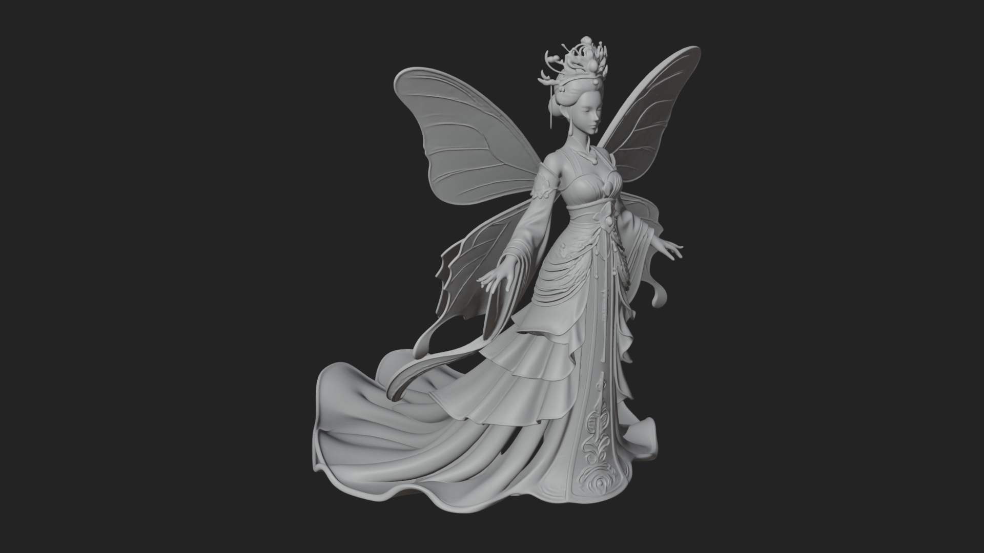 Butterfly Wing Fairy Statue Design 15 3D Print Model 3D Model