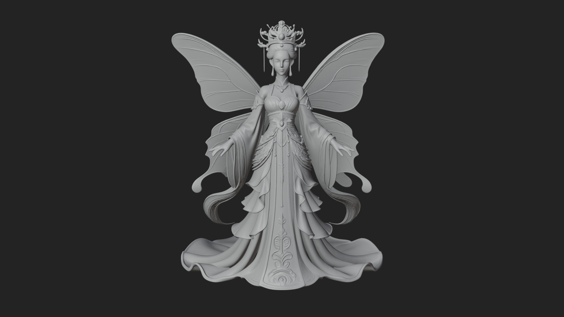 Butterfly Wing Fairy Statue Design 15 3D Print Model 3D Model