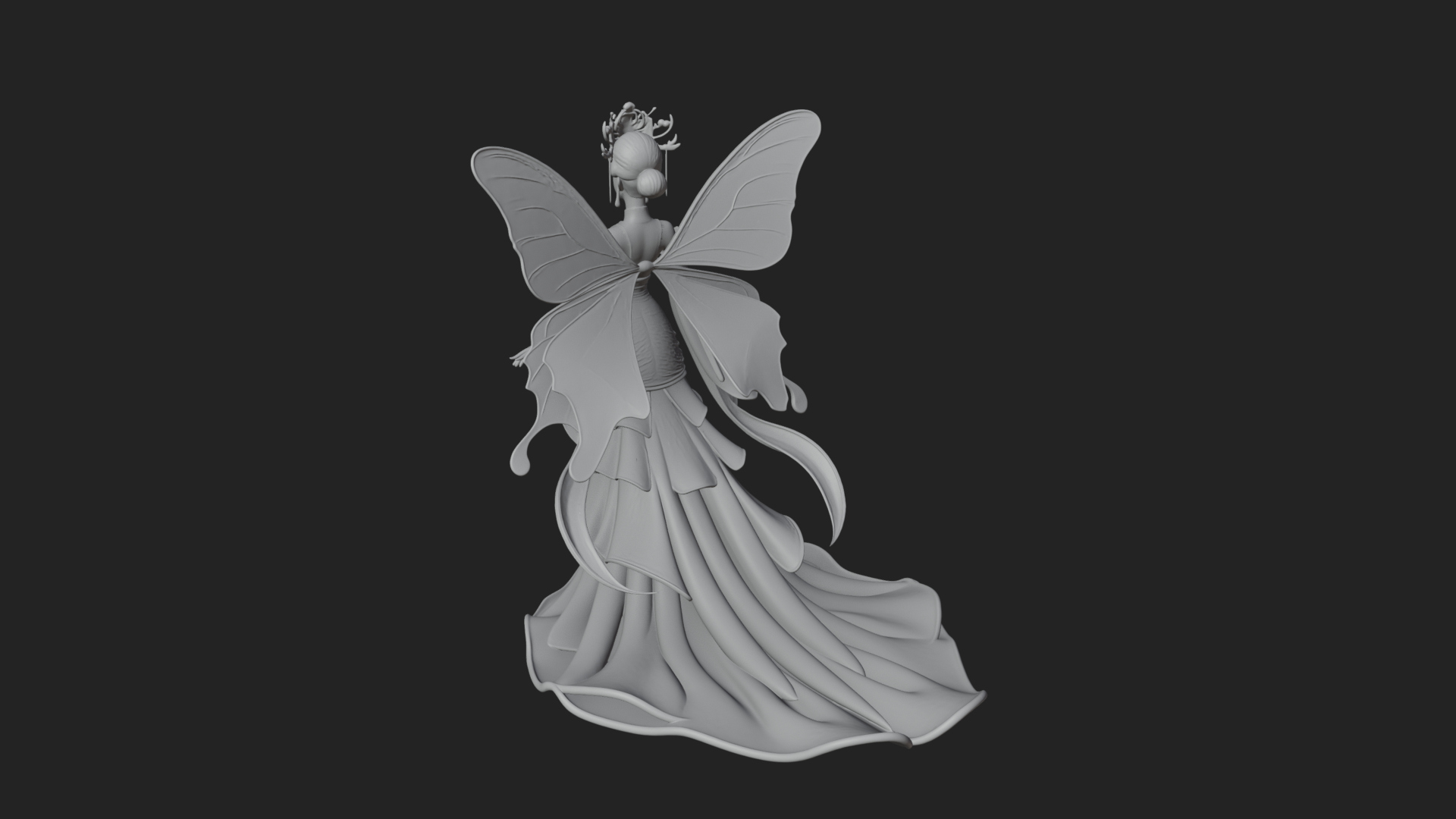Butterfly Wing Fairy Statue Design 15 3D Print Model 3D Model