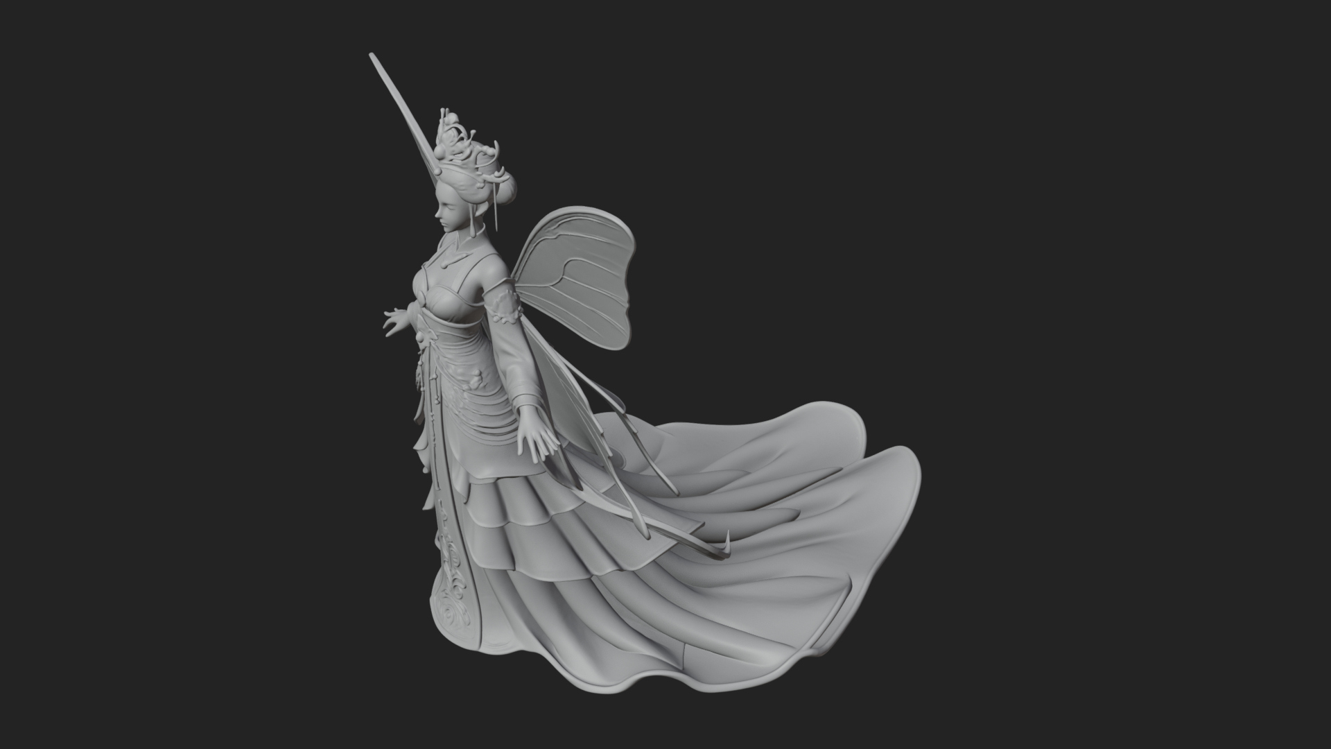 Butterfly Wing Fairy Statue Design 15 3D Print Model 3D Model