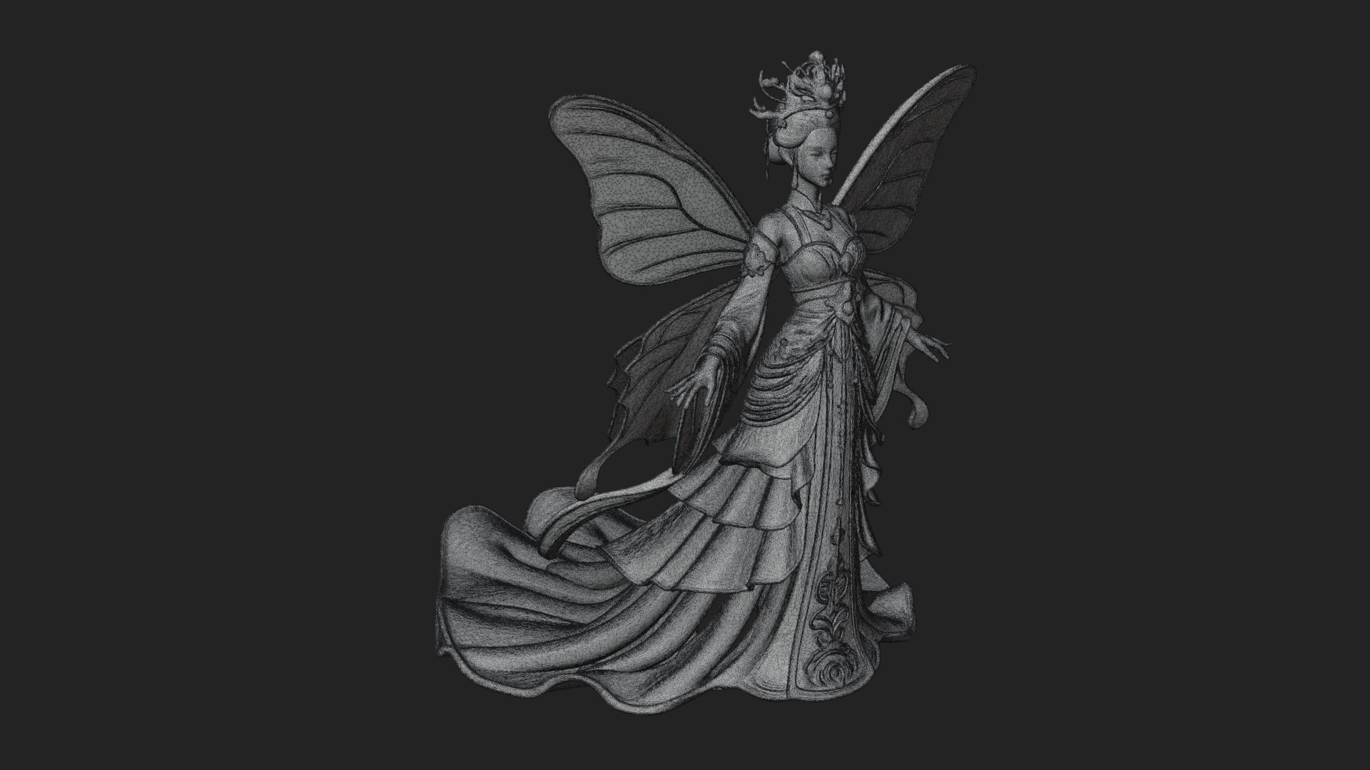 Butterfly Wing Fairy Statue Design 15 3D Print Model 3D Model