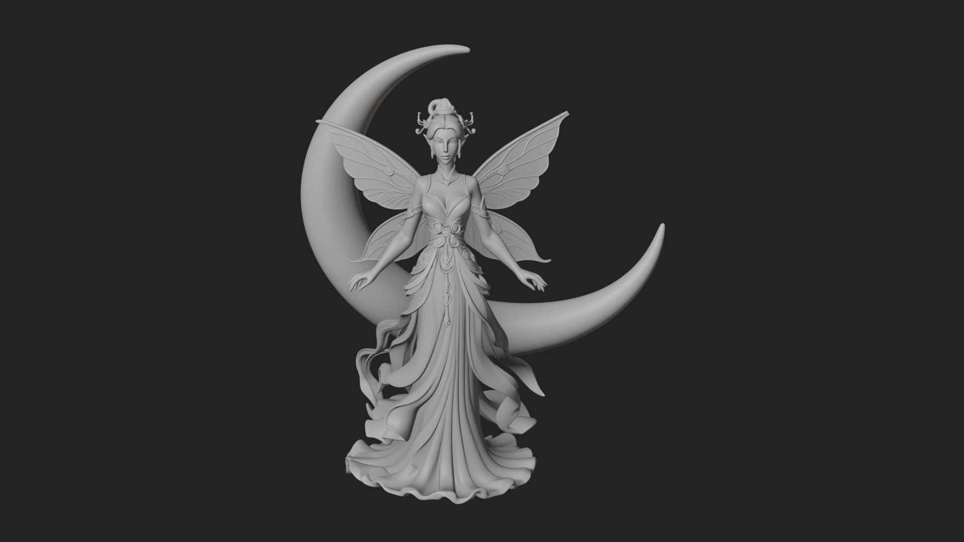 Butterfly Wing Fairy Statue Design 16 3D Print Model 3D Model