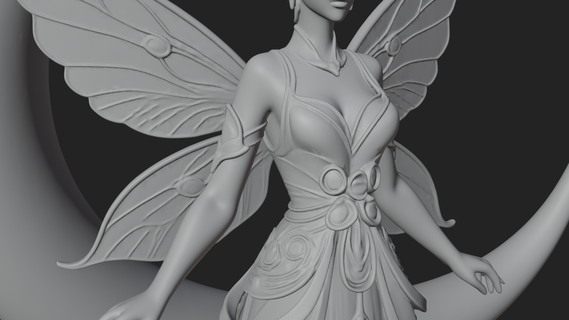 Butterfly Wing Fairy Statue Design 16 3D Print Model 3D Model