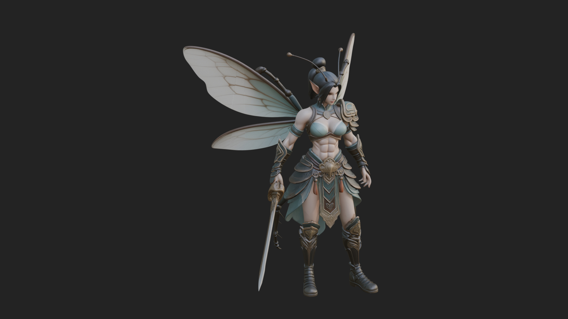 Butterfly Wing Fairy Statue Design 17 3D Print Model 3D Model