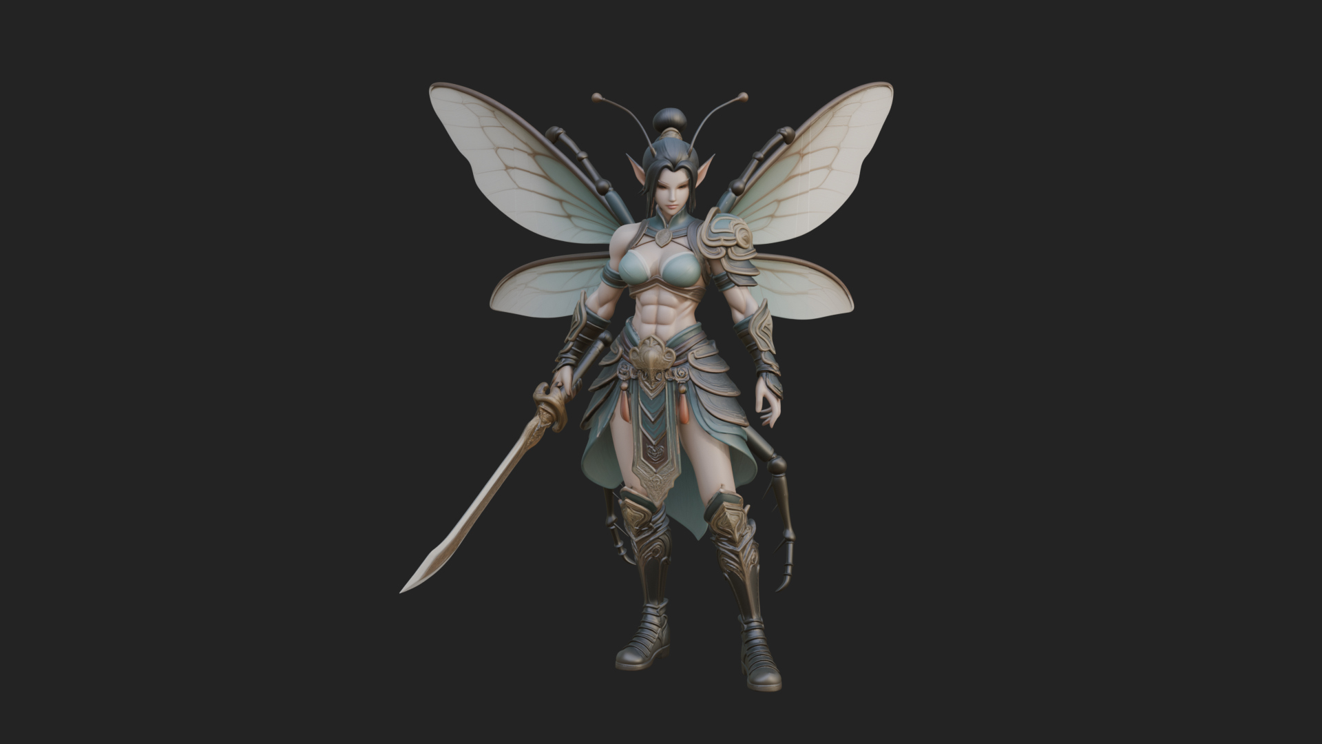 Butterfly Wing Fairy Statue Design 17 3D Print Model 3D Model