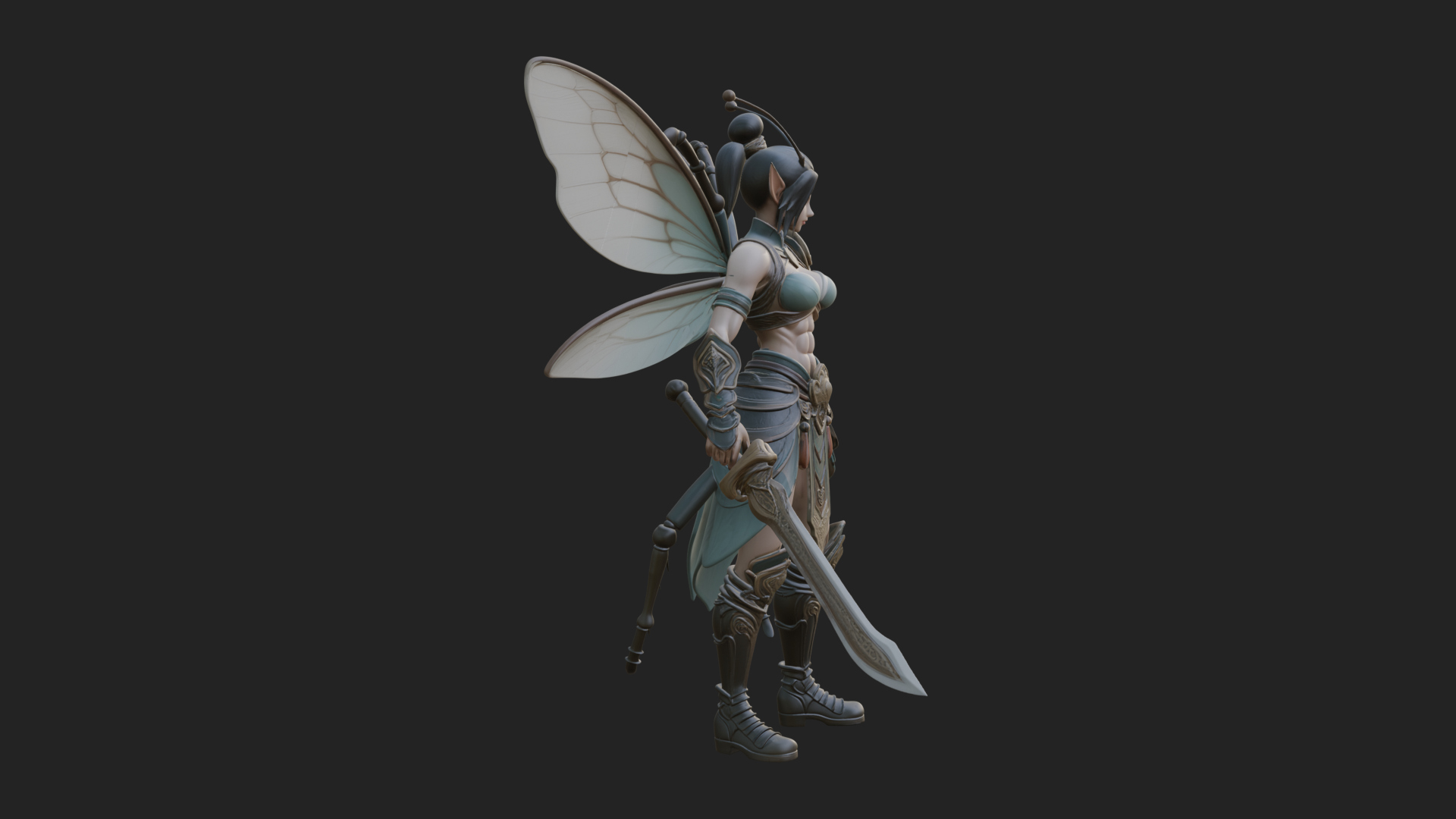 Butterfly Wing Fairy Statue Design 17 3D Print Model 3D Model