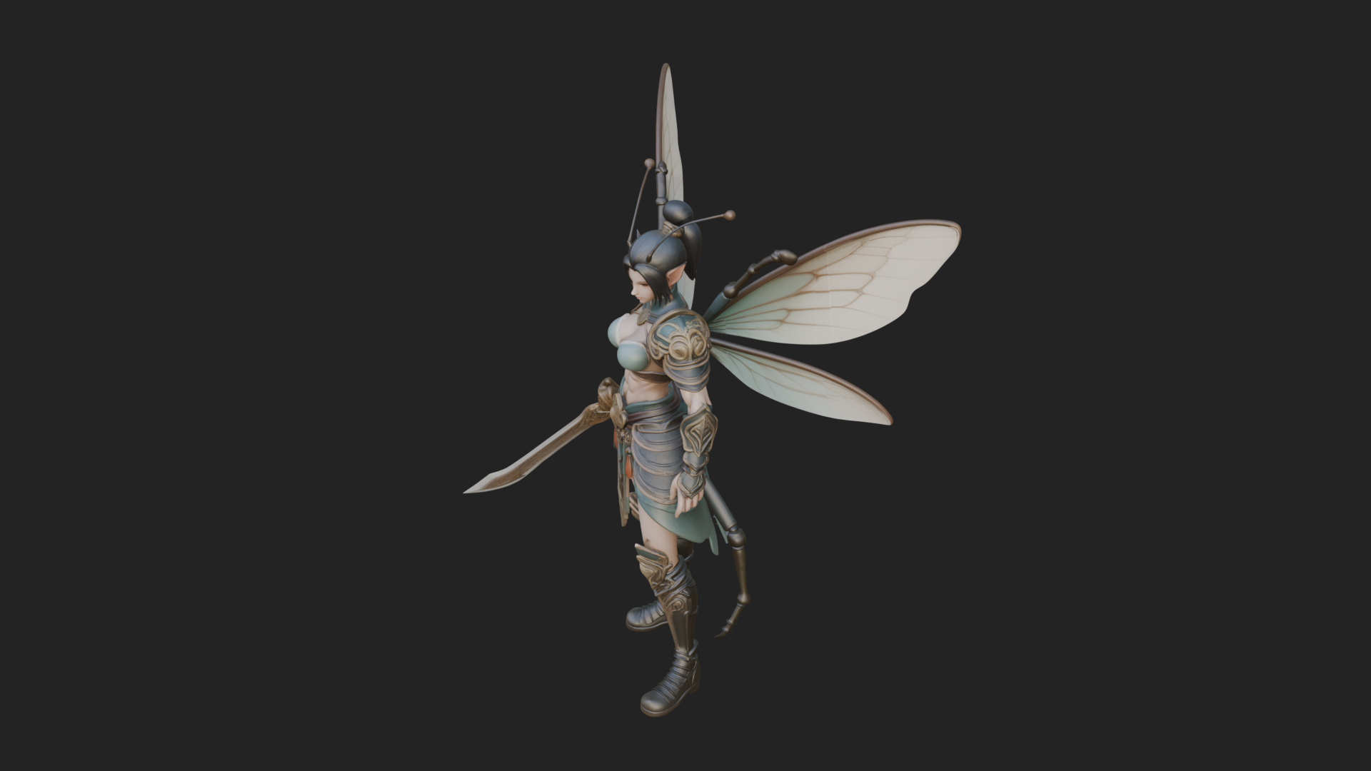 Butterfly Wing Fairy Statue Design 17 3D Print Model 3D Model