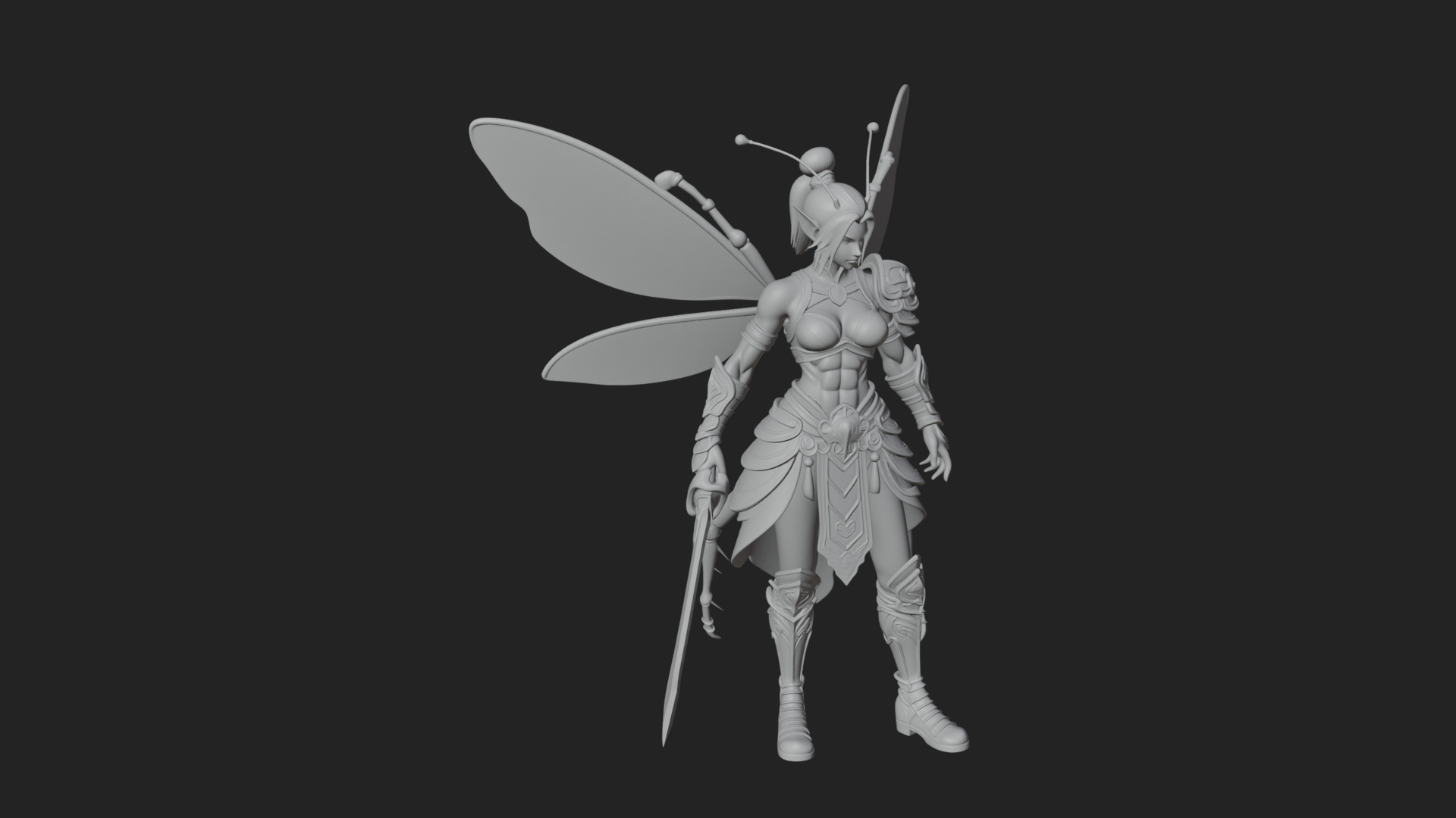 Butterfly Wing Fairy Statue Design 17 3D Print Model 3D Model