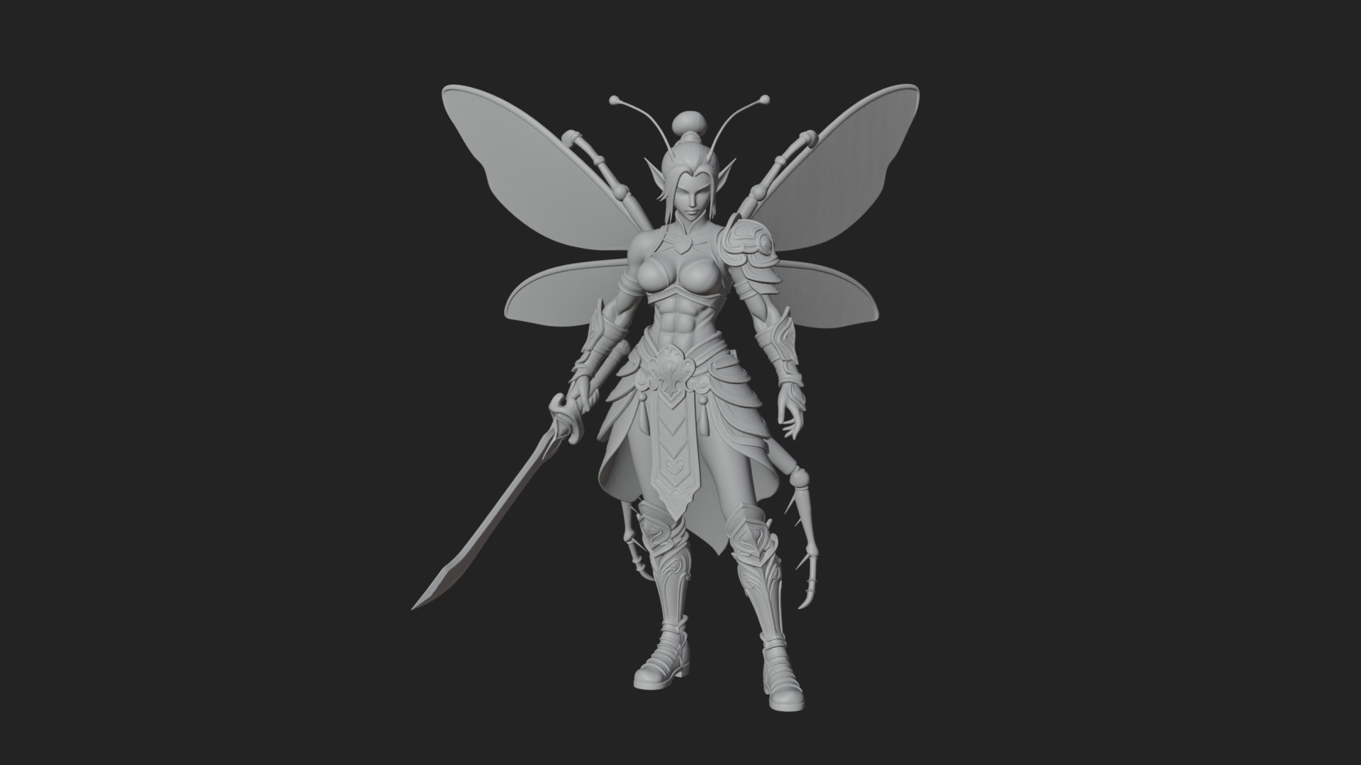 Butterfly Wing Fairy Statue Design 17 3D Print Model 3D Model