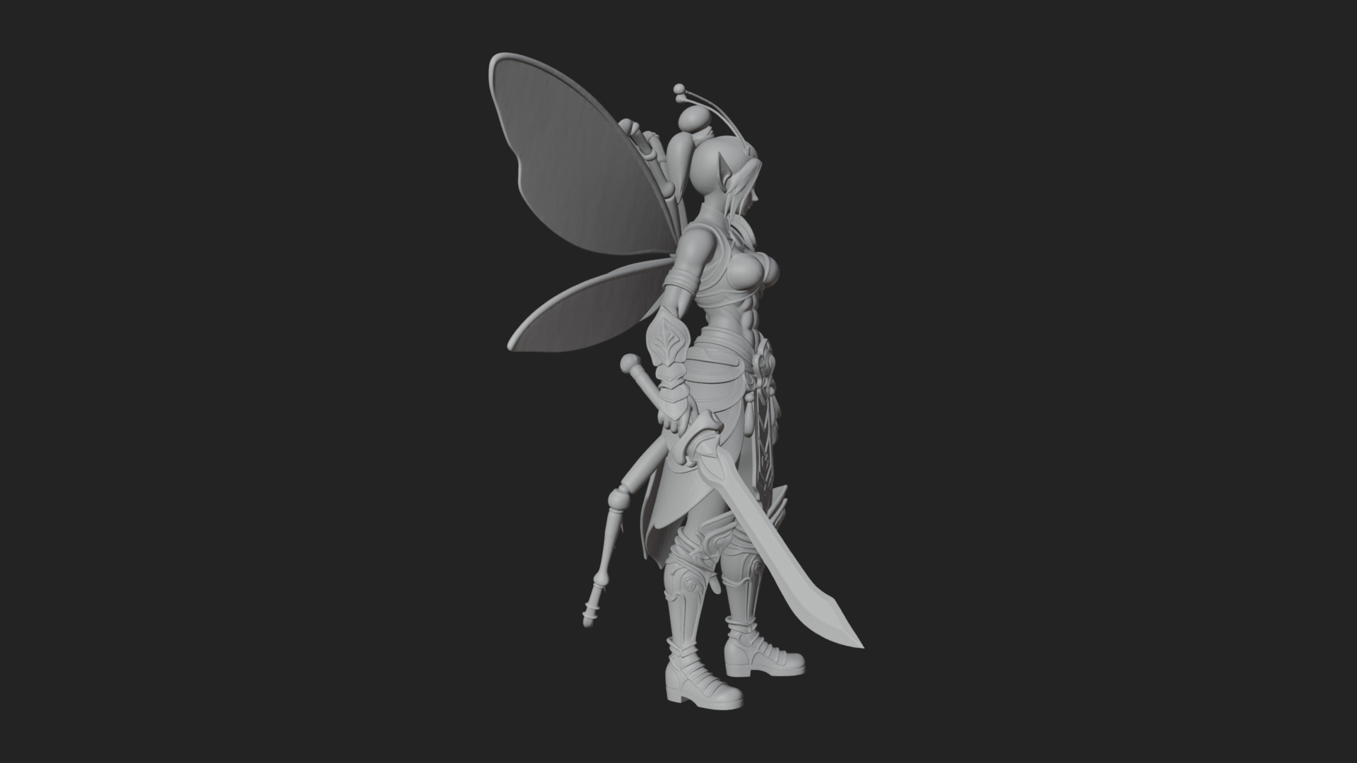 Butterfly Wing Fairy Statue Design 17 3D Print Model 3D Model