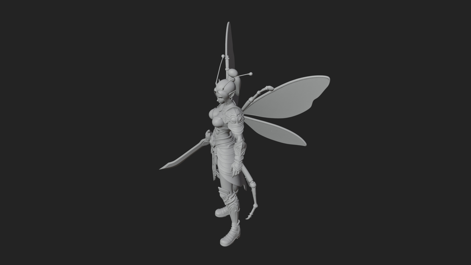 Butterfly Wing Fairy Statue Design 17 3D Print Model 3D Model