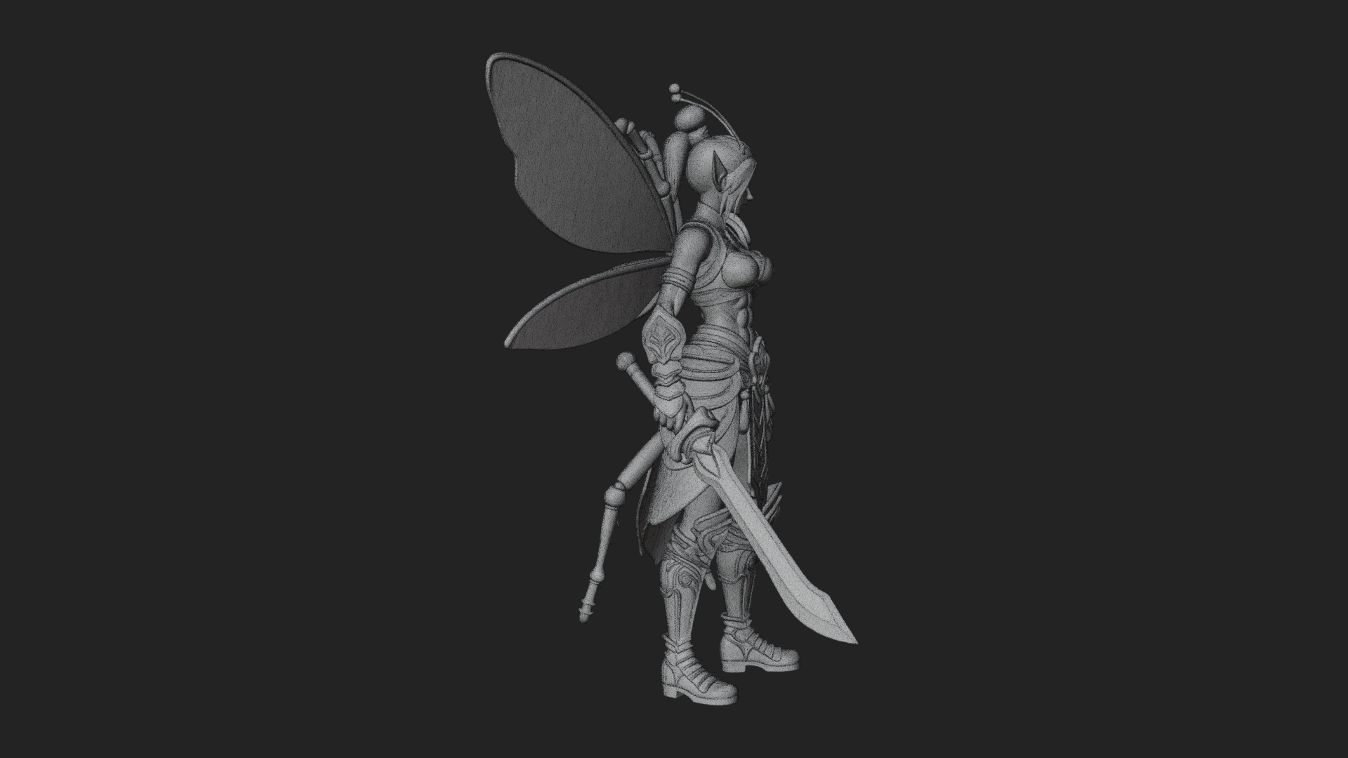 Butterfly Wing Fairy Statue Design 17 3D Print Model 3D Model