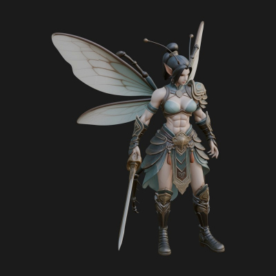 Butterfly Wing Fairy Statue Design 17 3D Print Model
