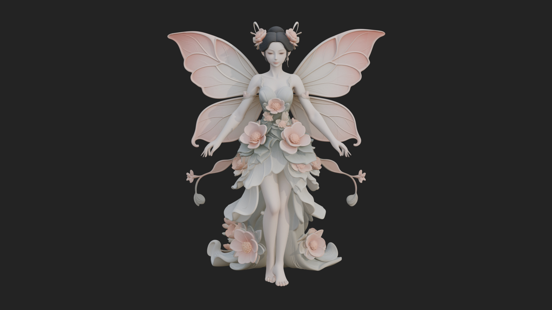Butterfly Wing Fairy Statue Design 18 3D Print Model 3D Model