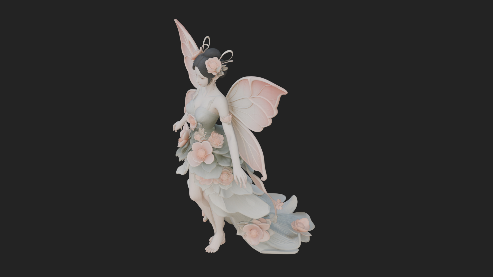 Butterfly Wing Fairy Statue Design 18 3D Print Model 3D Model