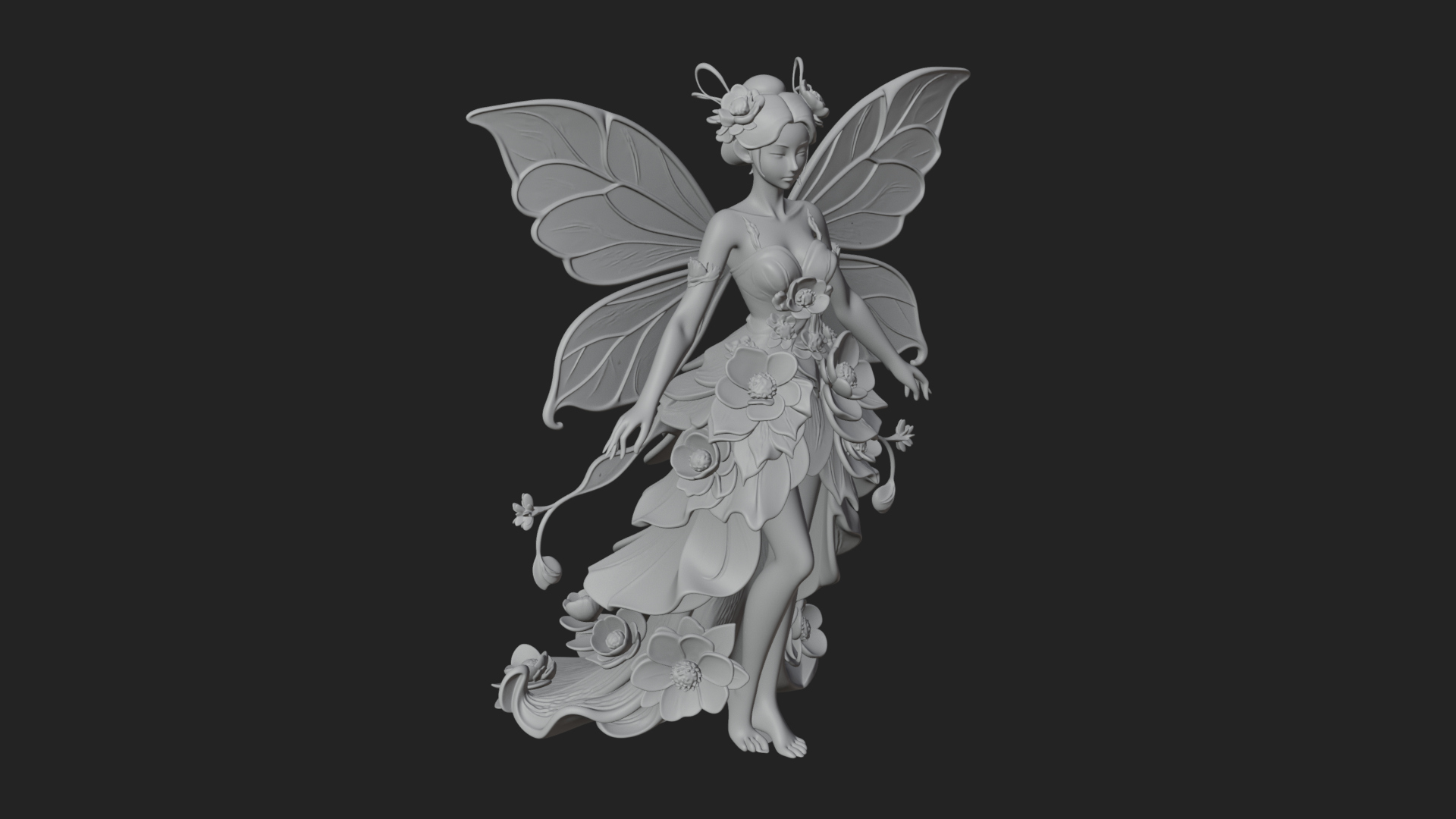 Butterfly Wing Fairy Statue Design 18 3D Print Model 3D Model