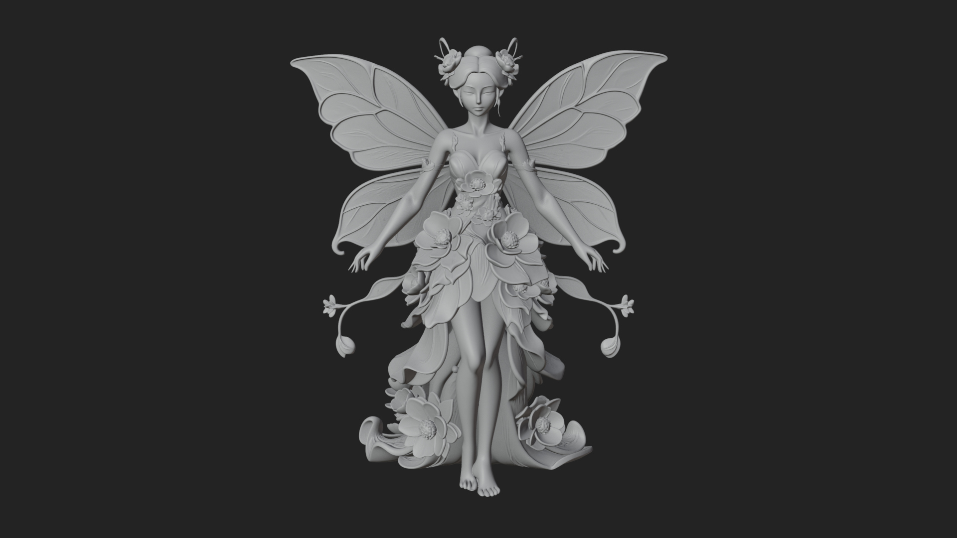 Butterfly Wing Fairy Statue Design 18 3D Print Model 3D Model
