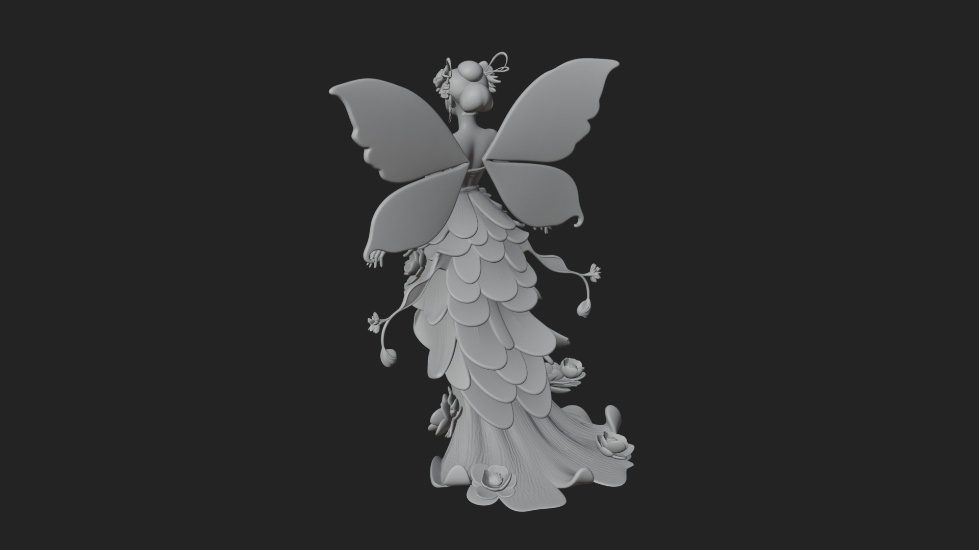 Butterfly Wing Fairy Statue Design 18 3D Print Model 3D Model