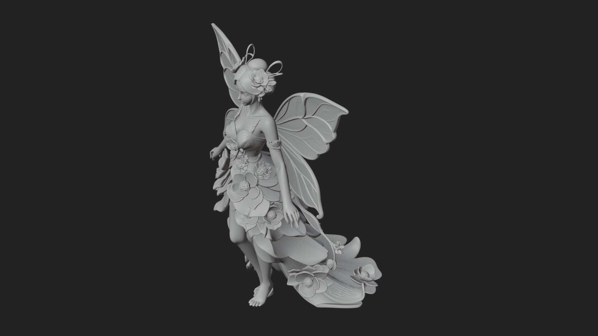 Butterfly Wing Fairy Statue Design 18 3D Print Model 3D Model