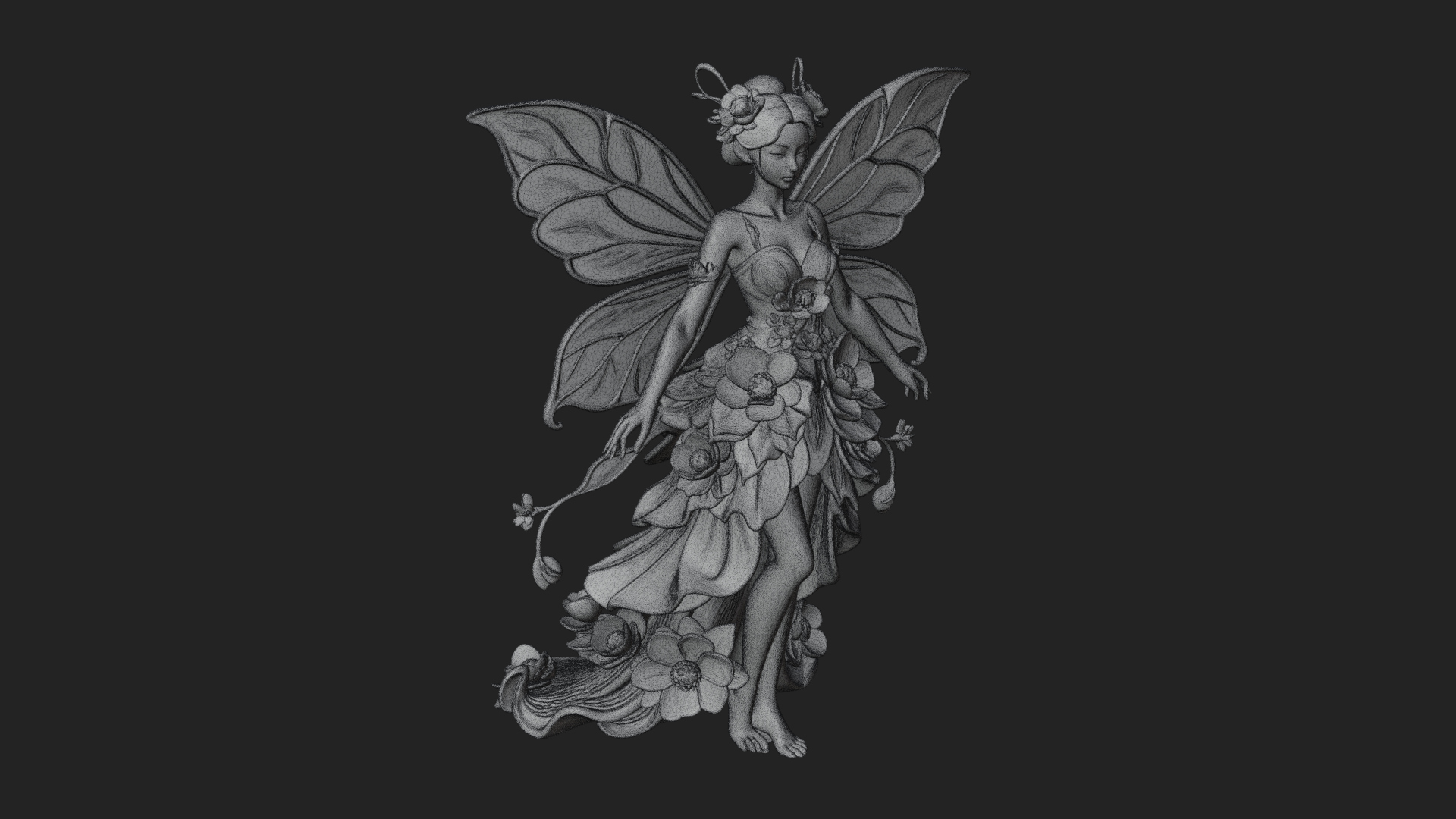 Butterfly Wing Fairy Statue Design 18 3D Print Model 3D Model