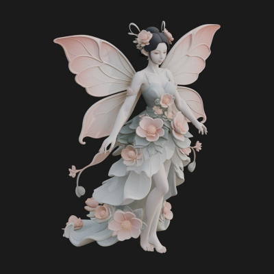 Butterfly Wing Fairy Statue Design 18 3D Print Model