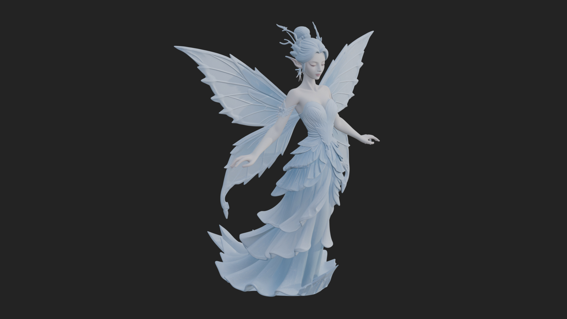 Butterfly Wing Fairy Statue Design 19 3D Print Model 3D Model