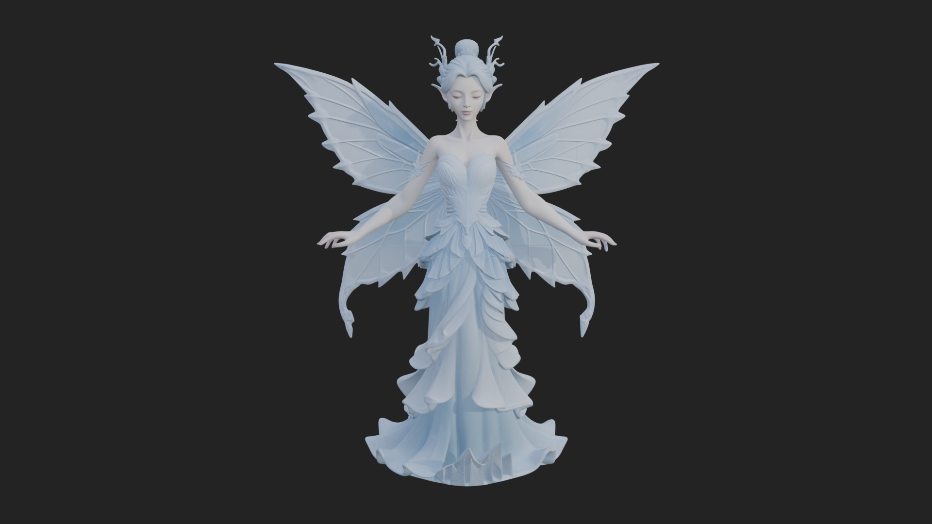 Butterfly Wing Fairy Statue Design 19 3D Print Model 3D Model