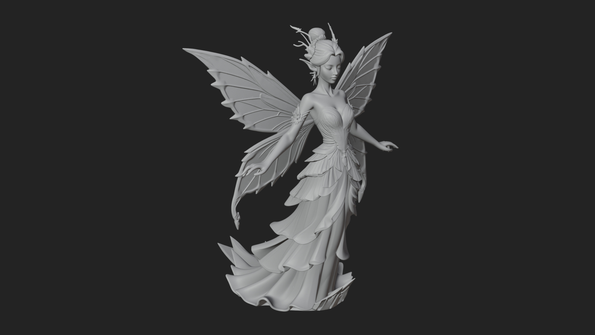 Butterfly Wing Fairy Statue Design 19 3D Print Model 3D Model