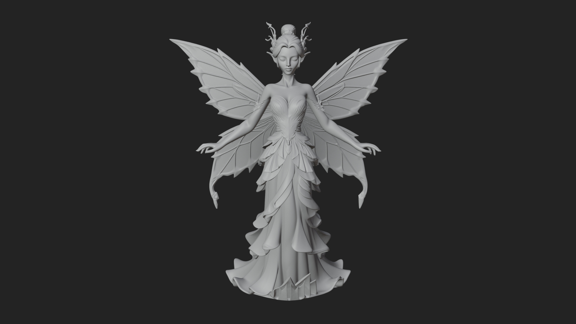 Butterfly Wing Fairy Statue Design 19 3D Print Model 3D Model