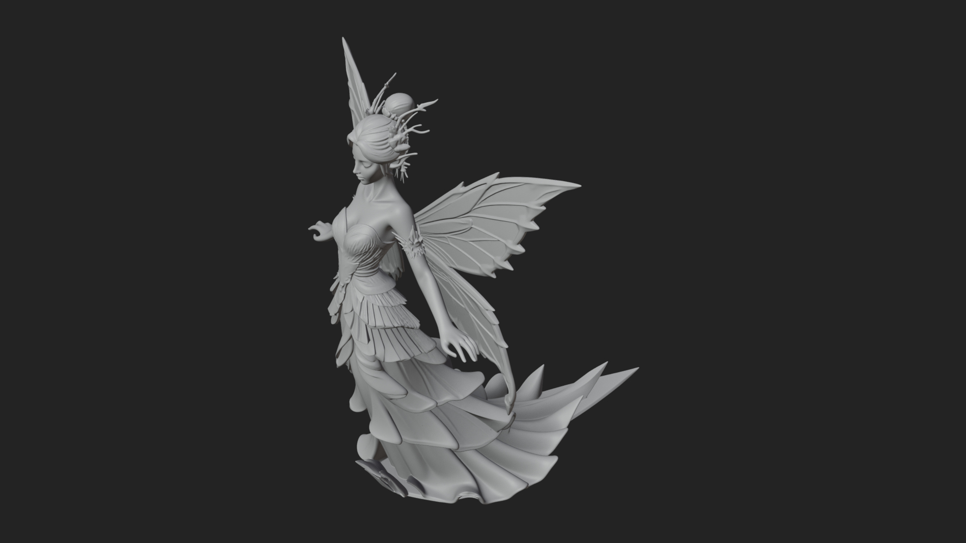 Butterfly Wing Fairy Statue Design 19 3D Print Model 3D Model