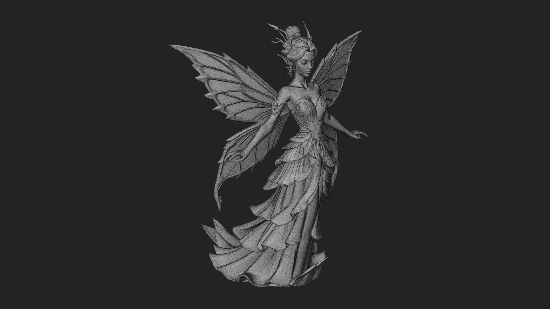 Butterfly Wing Fairy Statue Design 19 3D Print Model 3D Model