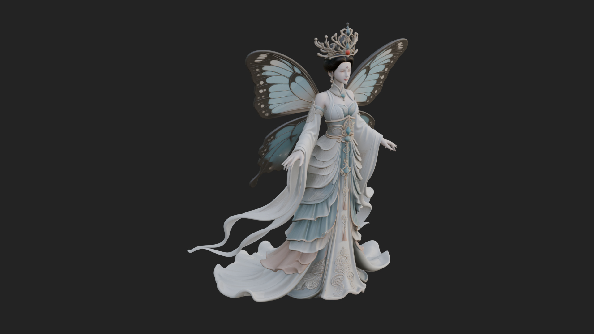 Butterfly Wing Fairy Statue Design 2 3D Print Model 3D Model
