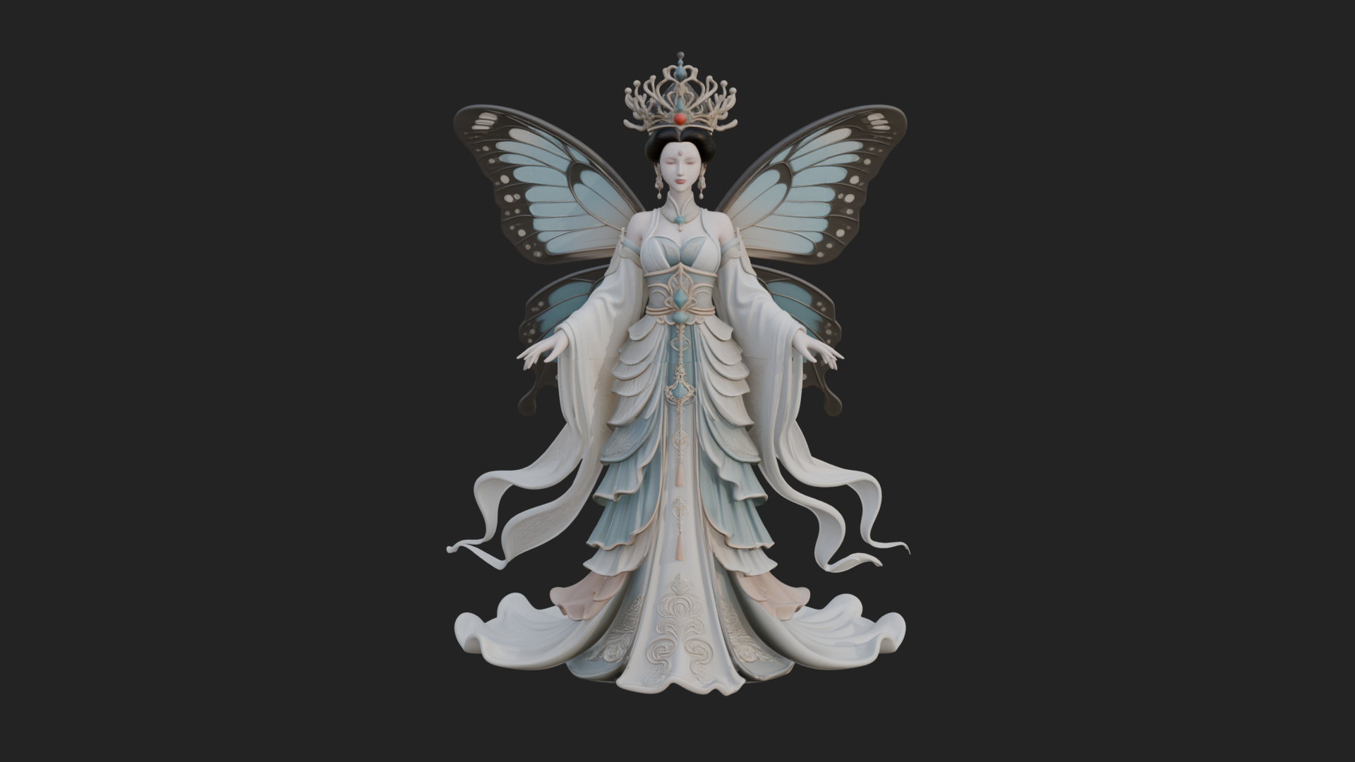 Butterfly Wing Fairy Statue Design 2 3D Print Model 3D Model