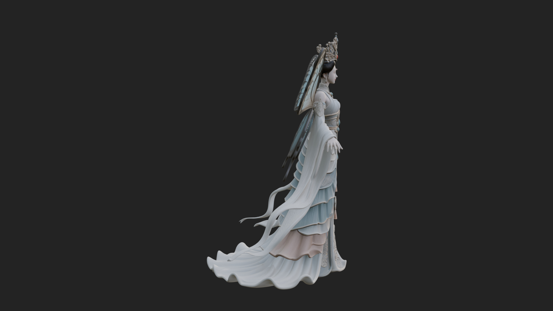 Butterfly Wing Fairy Statue Design 2 3D Print Model 3D Model