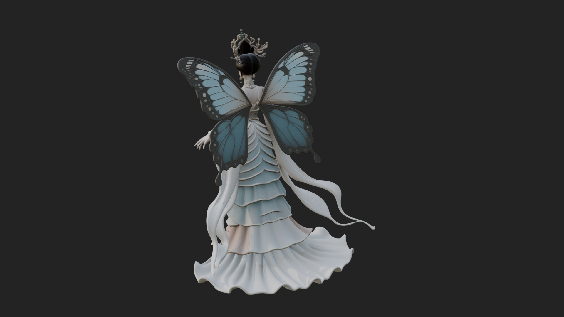 Butterfly Wing Fairy Statue Design 2 3D Print Model 3D Model