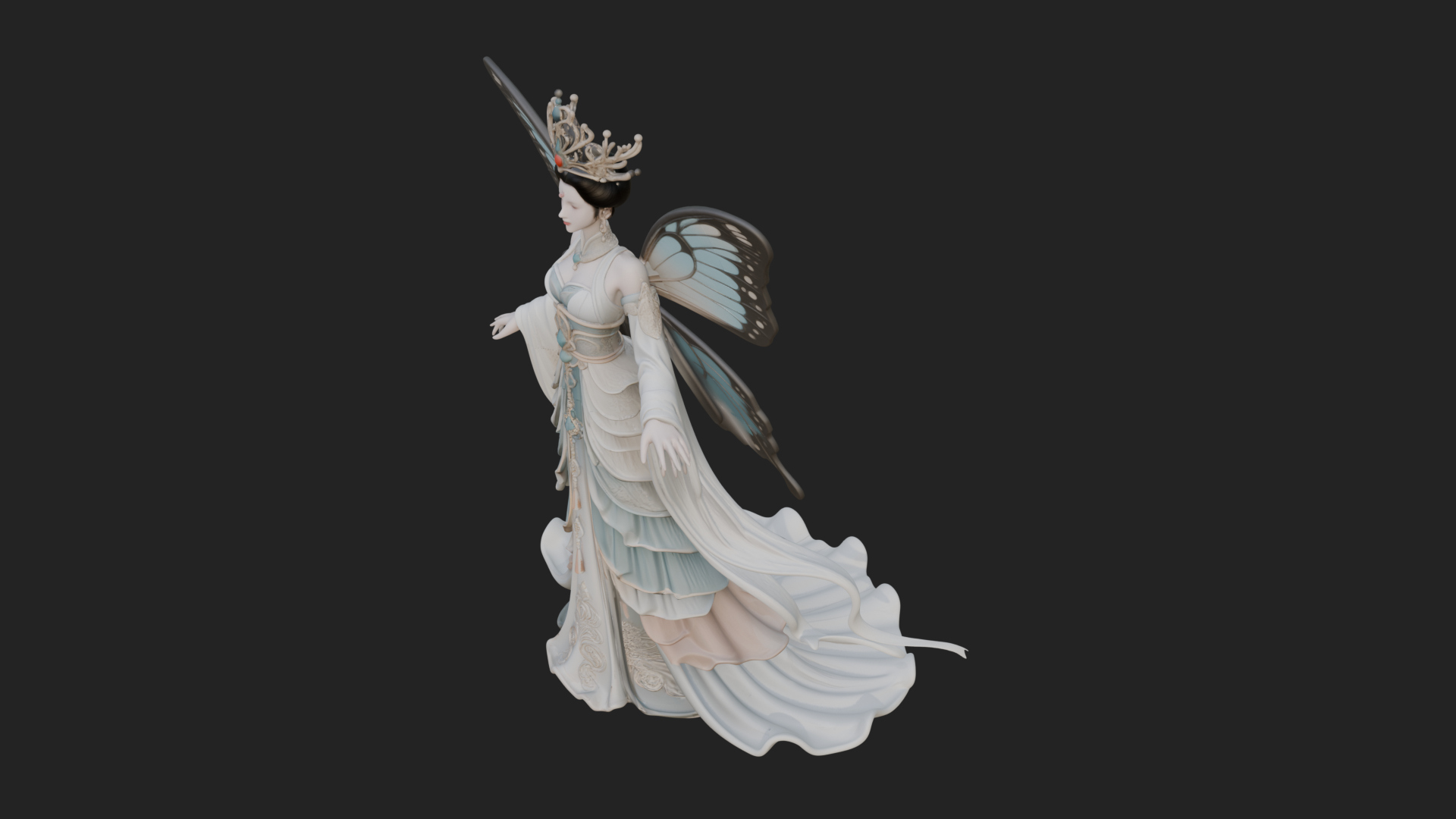 Butterfly Wing Fairy Statue Design 2 3D Print Model 3D Model
