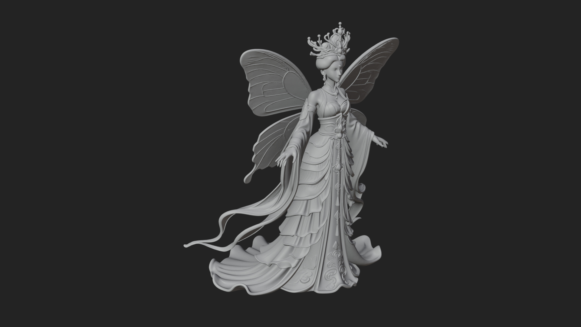 Butterfly Wing Fairy Statue Design 2 3D Print Model 3D Model