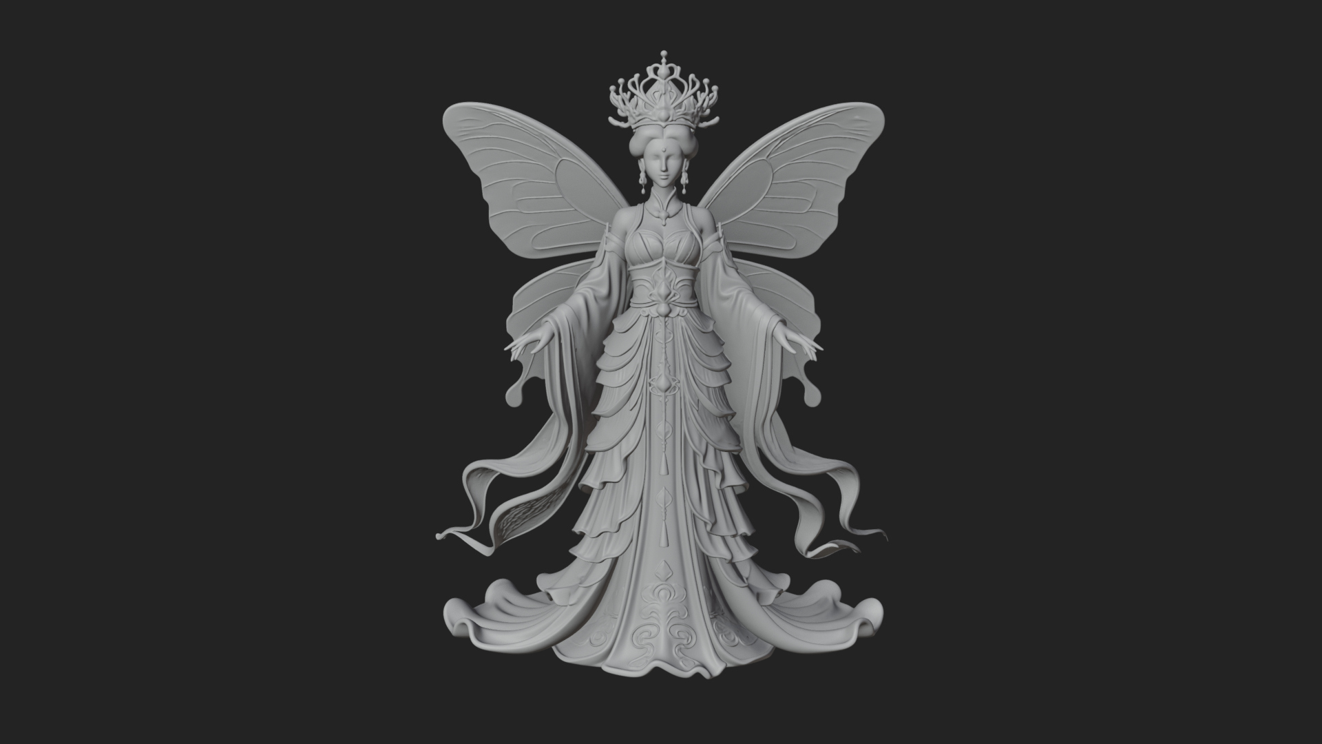 Butterfly Wing Fairy Statue Design 2 3D Print Model 3D Model