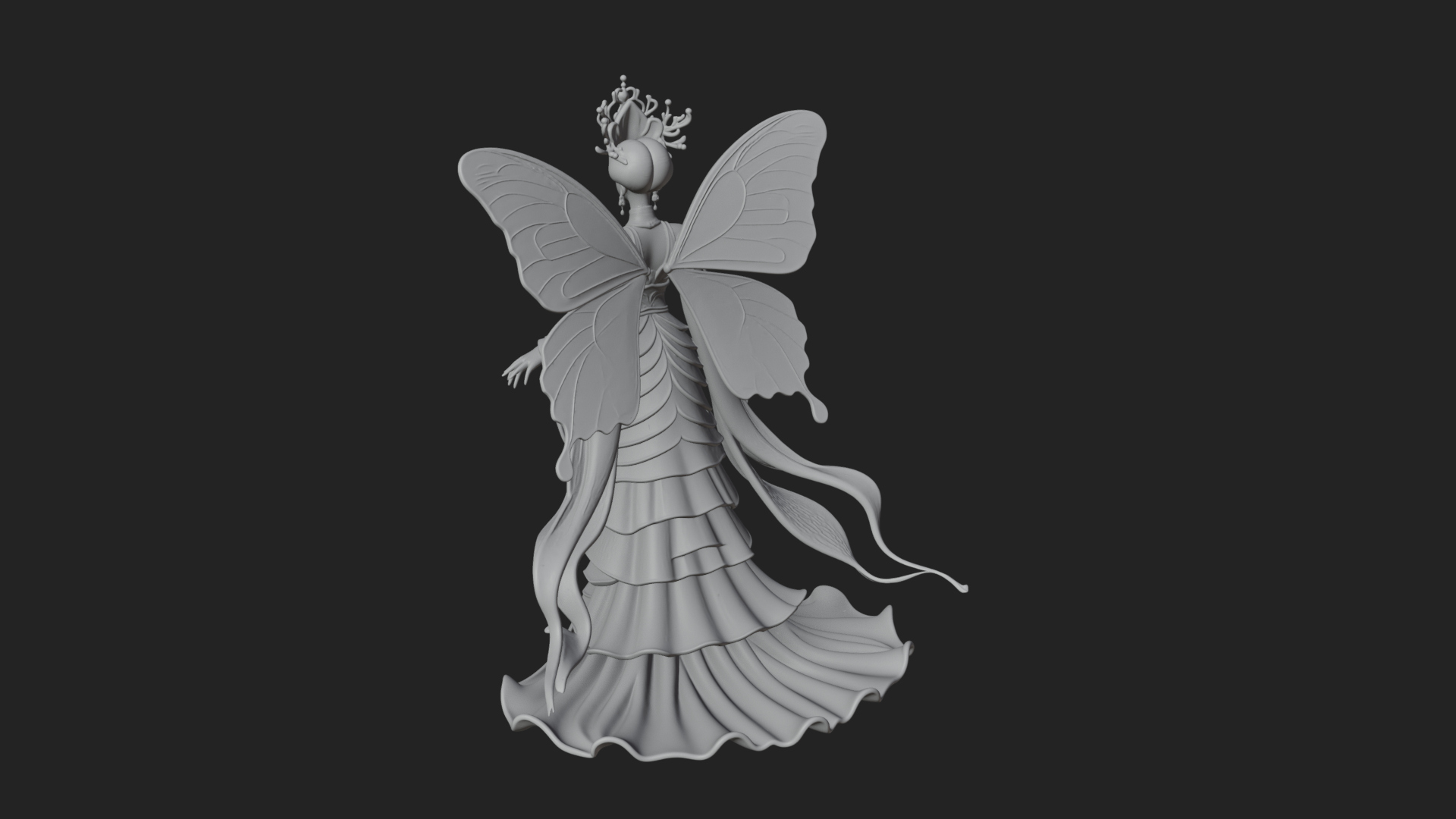 Butterfly Wing Fairy Statue Design 2 3D Print Model 3D Model