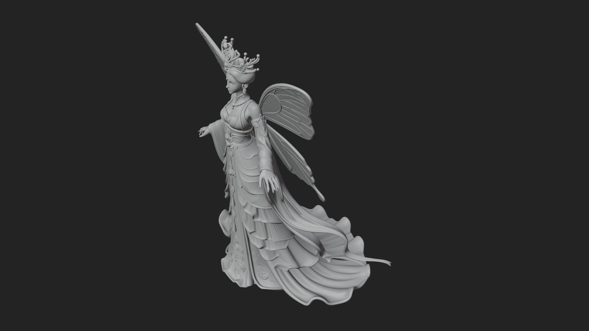 Butterfly Wing Fairy Statue Design 2 3D Print Model 3D Model