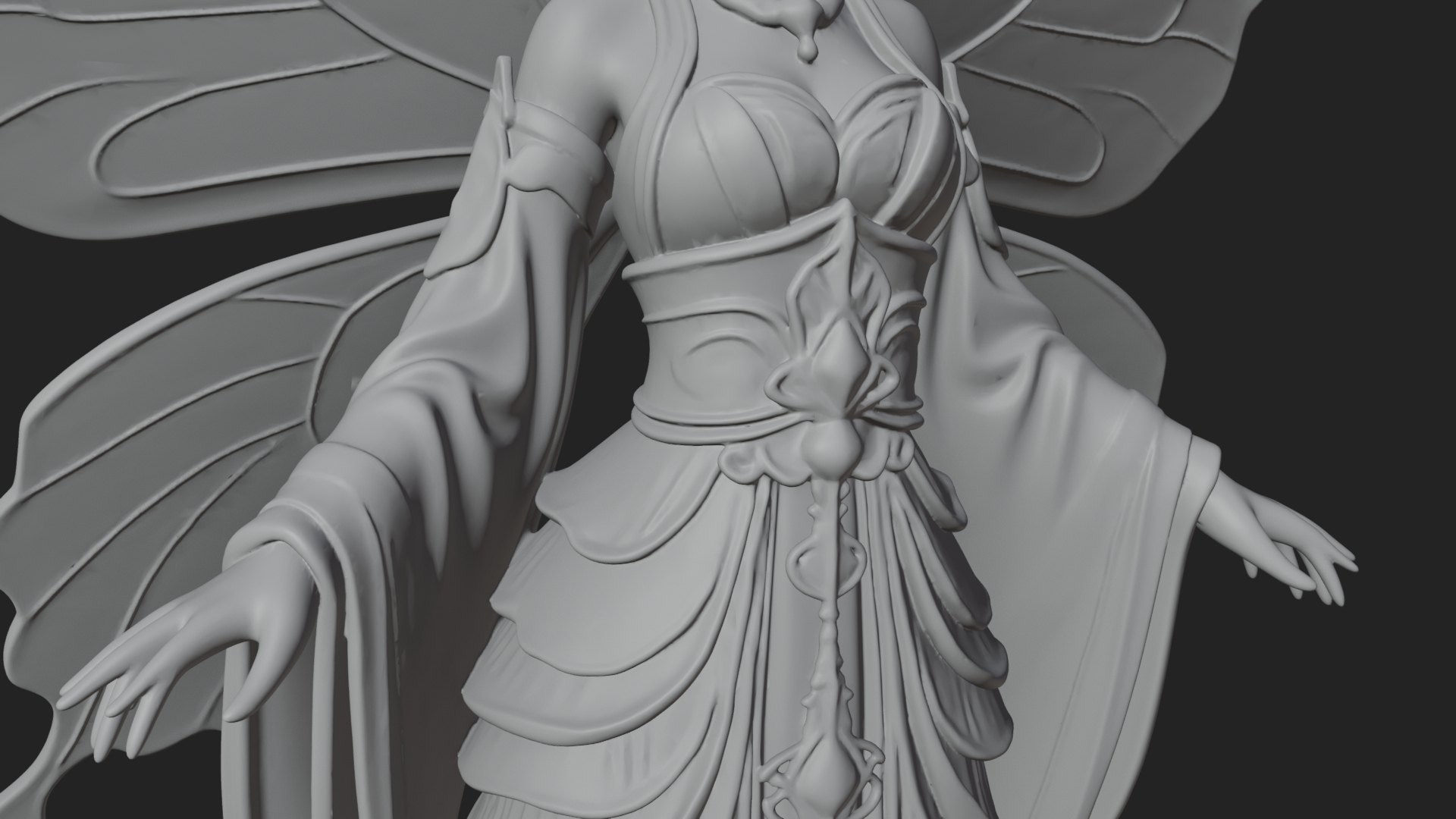 Butterfly Wing Fairy Statue Design 2 3D Print Model 3D Model