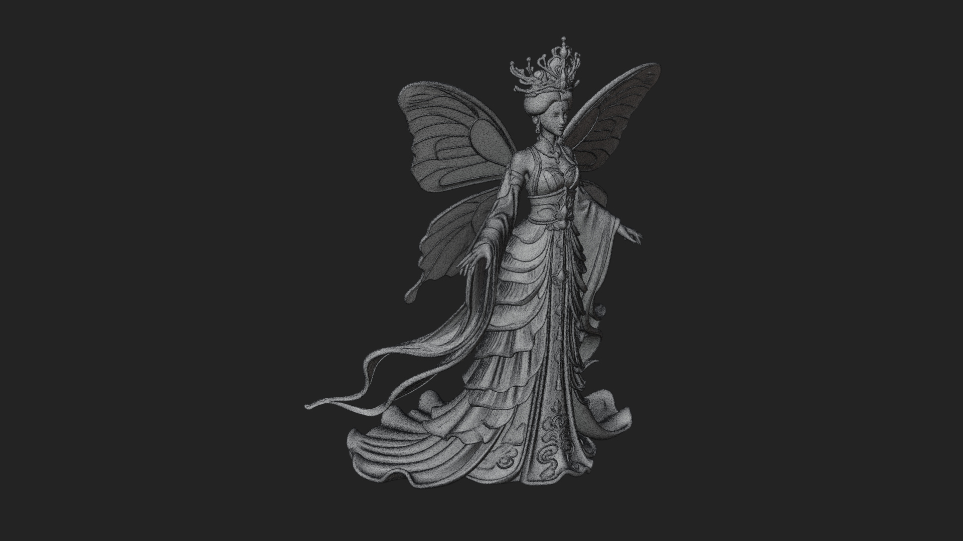 Butterfly Wing Fairy Statue Design 2 3D Print Model 3D Model