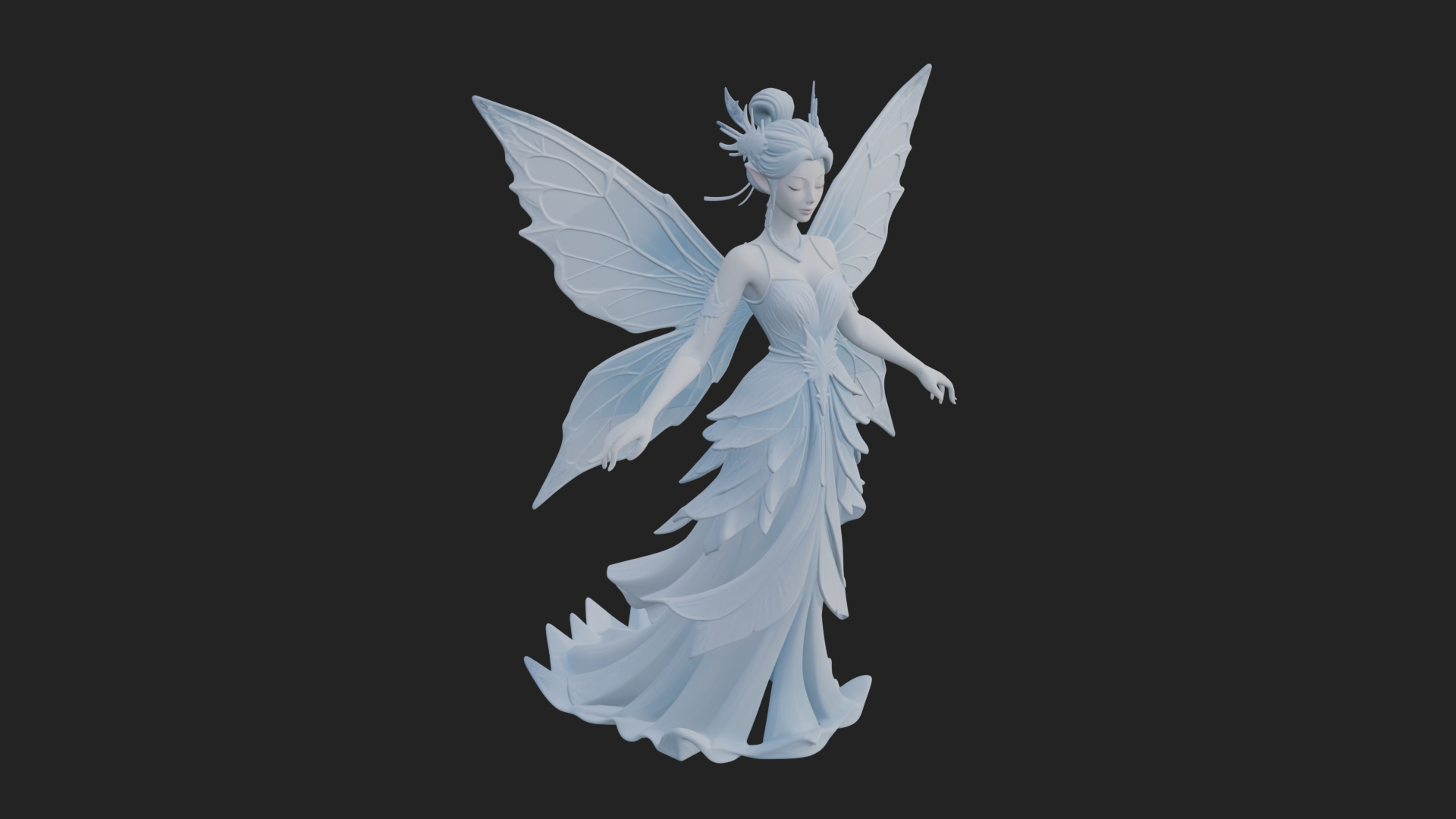 Butterfly Wing Fairy Statue Design 20 3D Print Model 3D Model